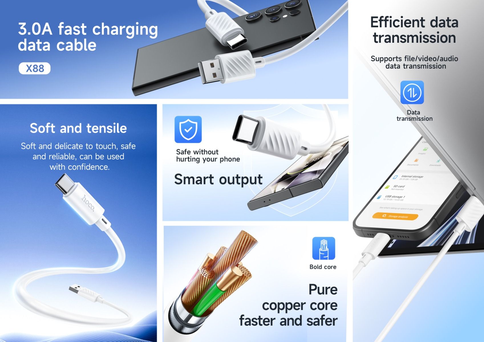 Hoco USB-C Cable Fast Charging Data Cable 1M X88