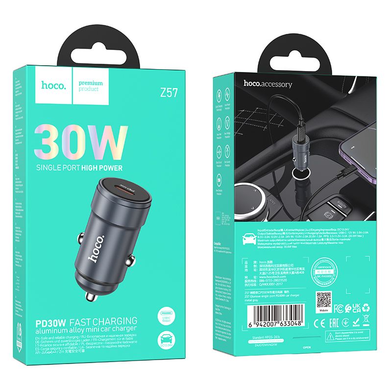 Hoco PD30W Car Charger USB-C Fast Charging Adapter Z57