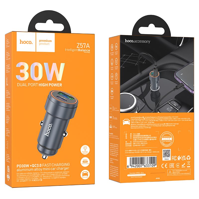 Hoco PD30W QC3.0 Car Charger Fast Charging Adapter Z57A