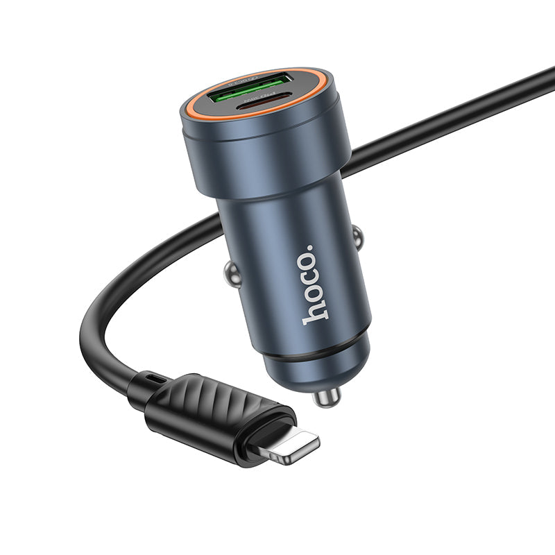 Hoco PD30W QC3.0 Car Charger Set with USB-C to Lightning Charging Cable