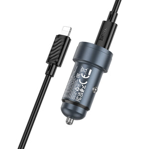 Hoco PD30W QC3.0 Car Charger Set with USB-C to Lightning Charging Cable