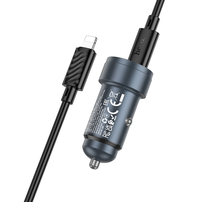 Hoco PD30W QC3.0 Car Charger Set with USB-C to Lightning Charging Cable