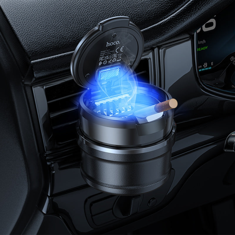 Hoco Enclosed Car Ashtray with Ceramic Lining for Easy Cleaning