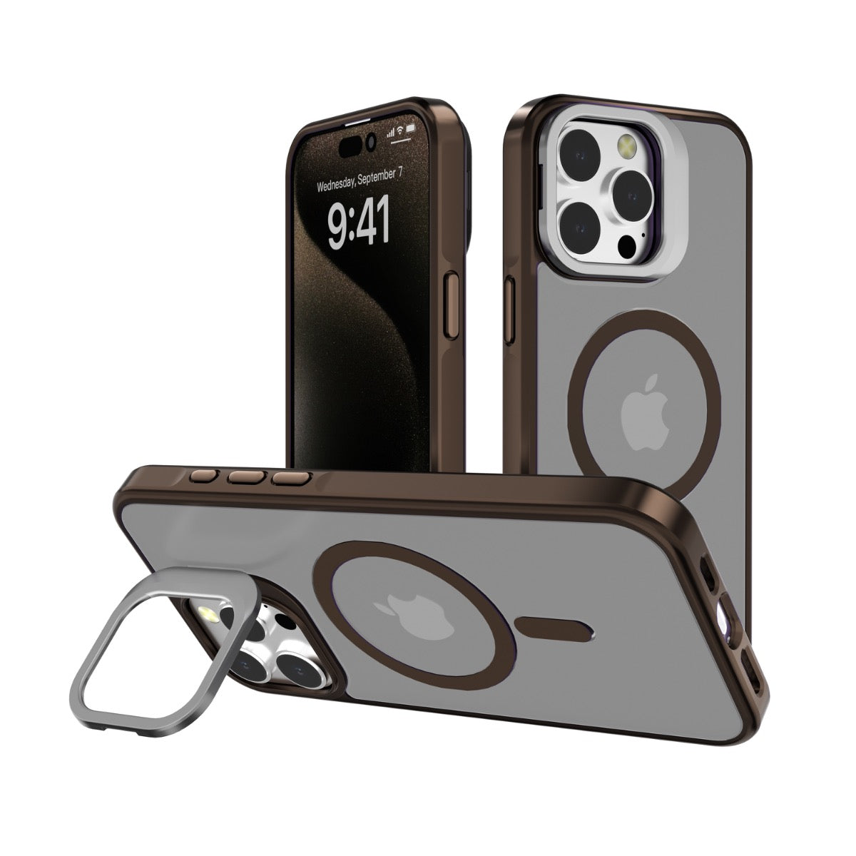 iPhone 16 Blacktech J3 Metallic Spaying With Camera Stand Case MagSafe Magnetic