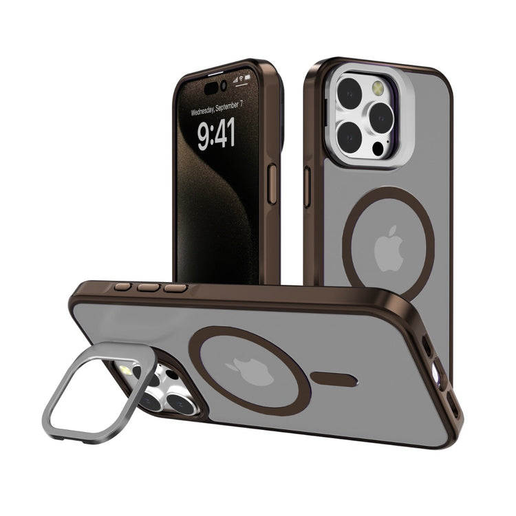 iPhone 16 Blacktech J3 Metallic Spaying With Camera Stand Case MagSafe Magnetic