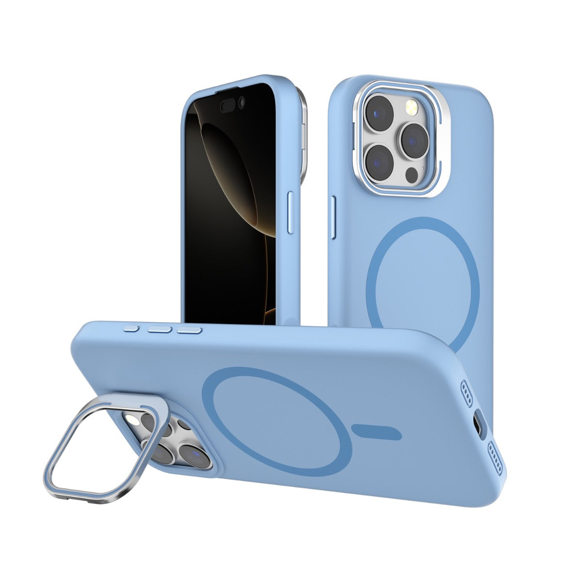 iPhone 16 Plus Blacktech Y2 Liquid Silicone With Camera Stand Case MagSafe Magnetic