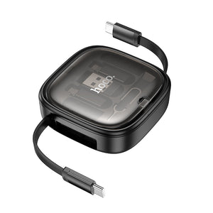 Hoco Retractable Charging Cable Set with USB-C, Lightning and Micro-USB Adapters