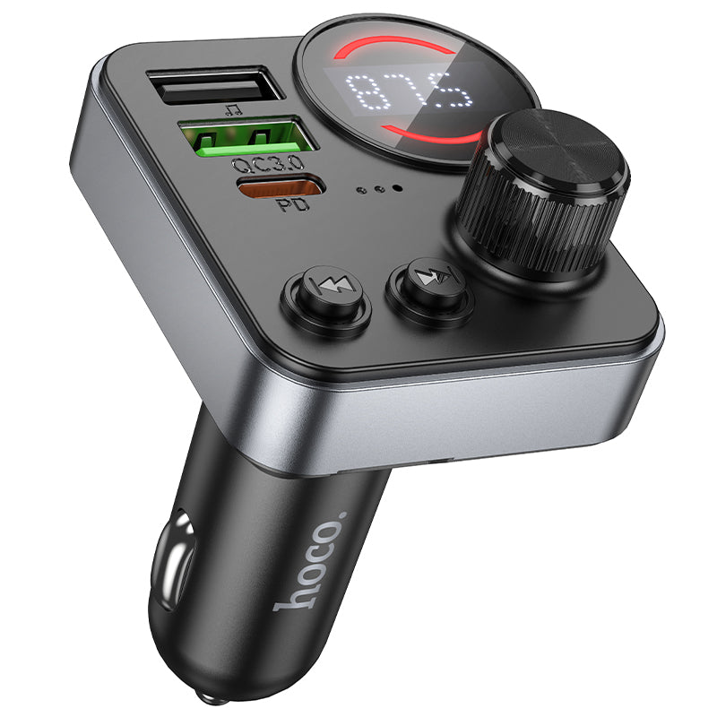 Hoco 48W Dual-Port Car Bluetooth FM Transmitter with PD30W Fast Charging