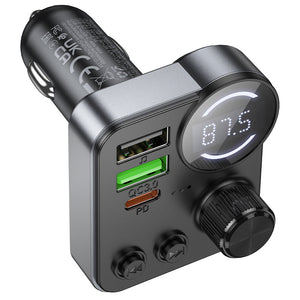 Hoco 48W Dual-Port Car Bluetooth FM Transmitter with PD30W Fast Charging
