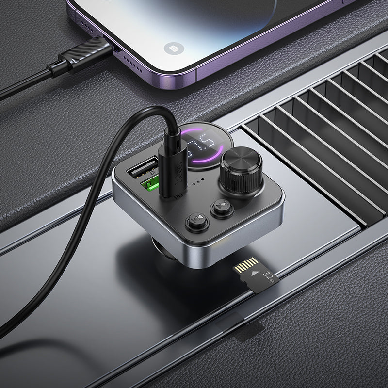 Hoco 48W Dual-Port Car Bluetooth FM Transmitter with PD30W Fast Charging