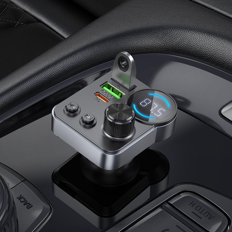 Hoco 48W Dual-Port Car Bluetooth FM Transmitter with PD30W Fast Charging