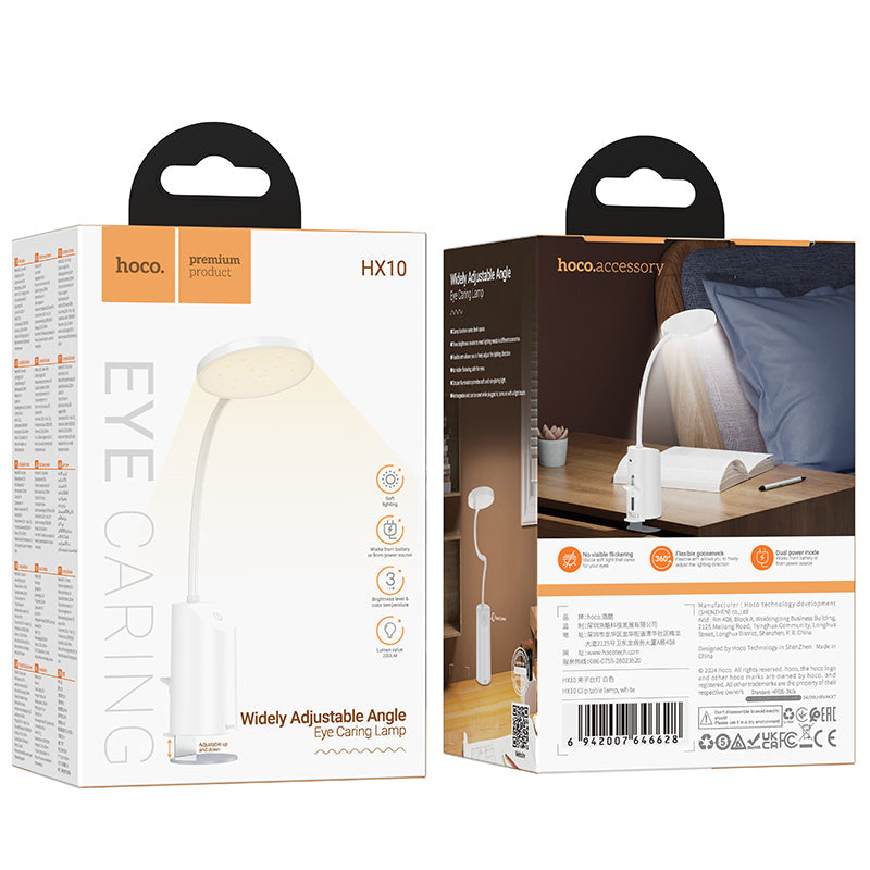 Hoco USB Clip-On Desk Lamp with Adjustable Brightness for Task Lighting