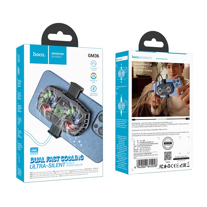 Hoco Mobile Phone Cooling Gaming Double RGB Fan
