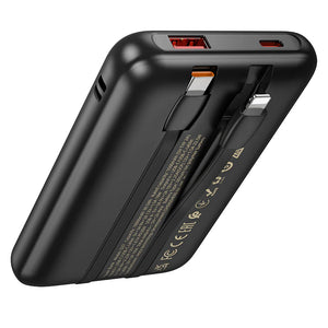 Hoco 10000mAh 22.5W Fast Charging Power Bank with Built-In USB-C and Lightning Cables Q37