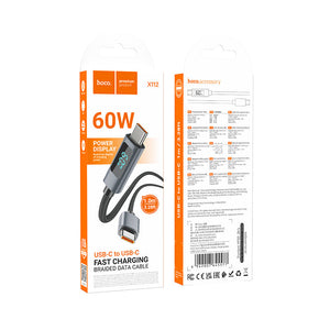 Hoco USB-C to USB-C 60W Fast Charging Data Cable with Live Screen Display