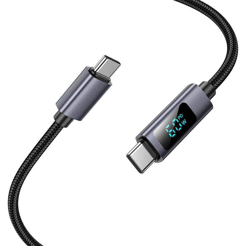 Hoco USB-C to USB-C 60W Fast Charging Data Cable with Live Screen Display