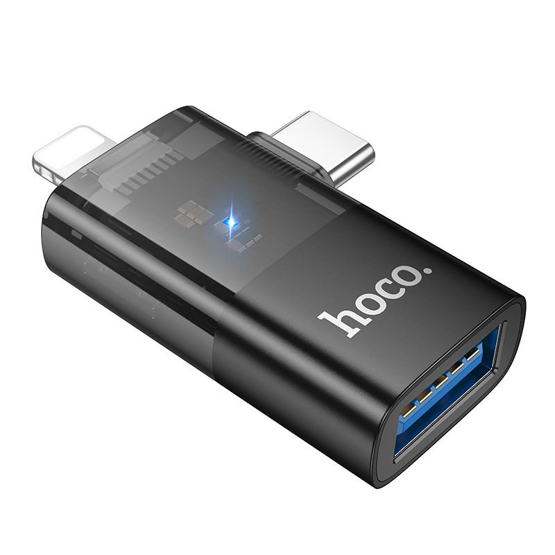 Hoco 2-in-1 Lightning USB-C to USB OTG Adapter Data Sync Fast Charging UA36E