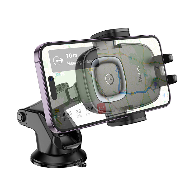 Hoco 15W Wireless Charging Car Phone Holder with Push-Type Clamp Mount