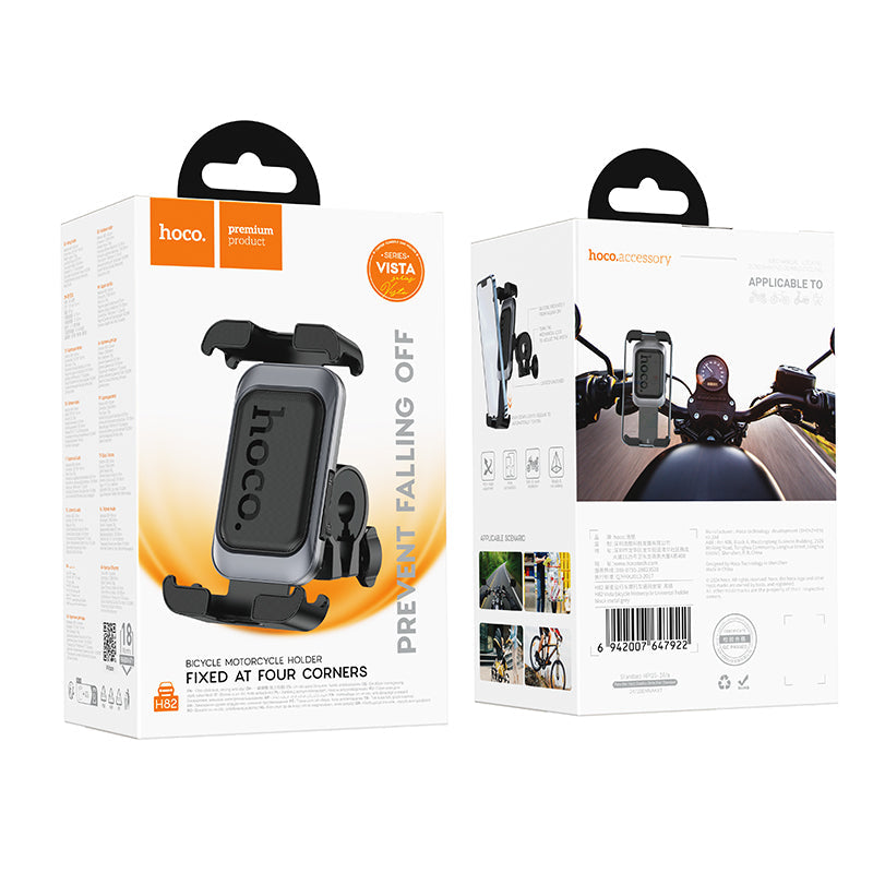 Hoco Universal Bicycle and Motorcycle Phone Holder Adjustable Mount Black/Metal Grey H82