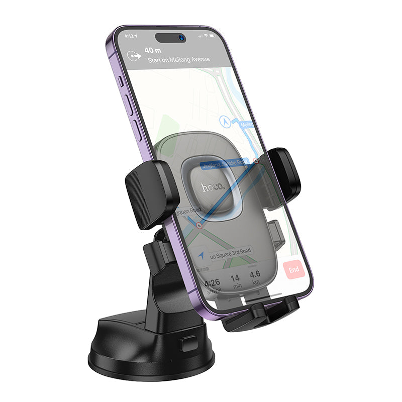Hoco One Button Release Car Phone Holder for Center Console Black/Metal Grey H76