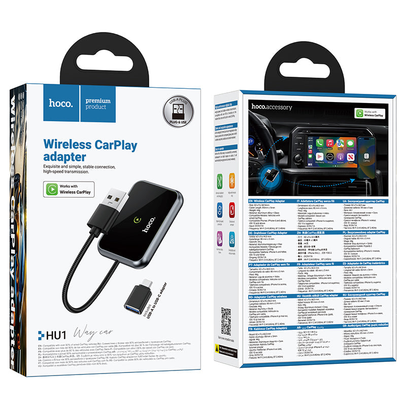 Hoco Wireless Apple CarPlay Car Adapter for iPhone Hands-Free Use