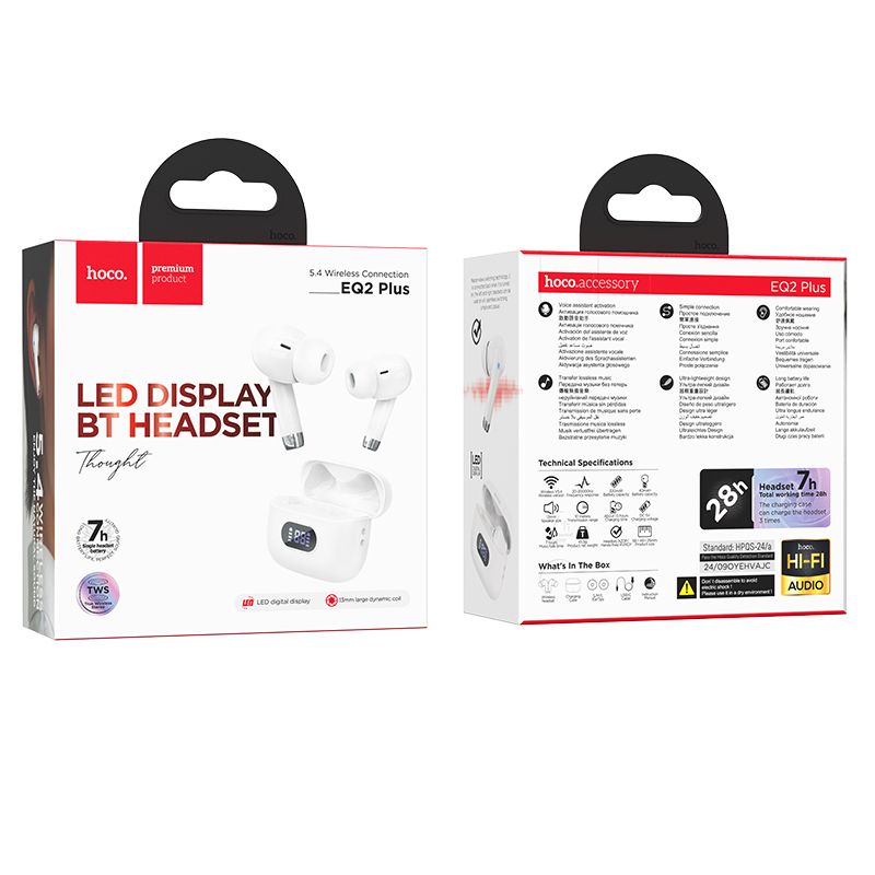 Hoco True Wireless Earbuds Bluetooth Headphones Stereo Sound Portable EQ2 Plus