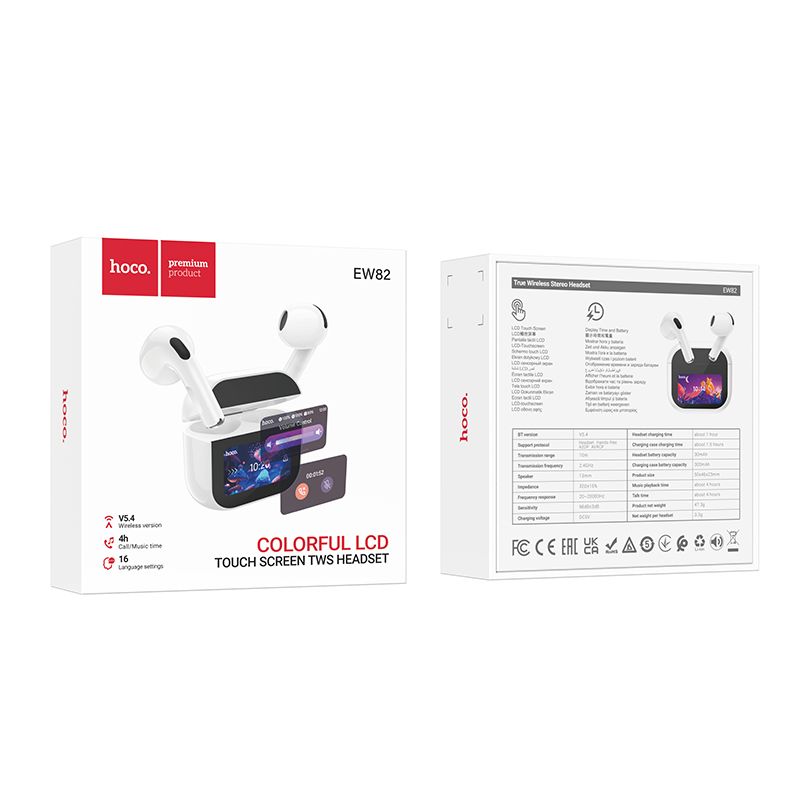 Hoco Touch Screen True Wireless Earbuds Bluetooth Headphones Smart EW82