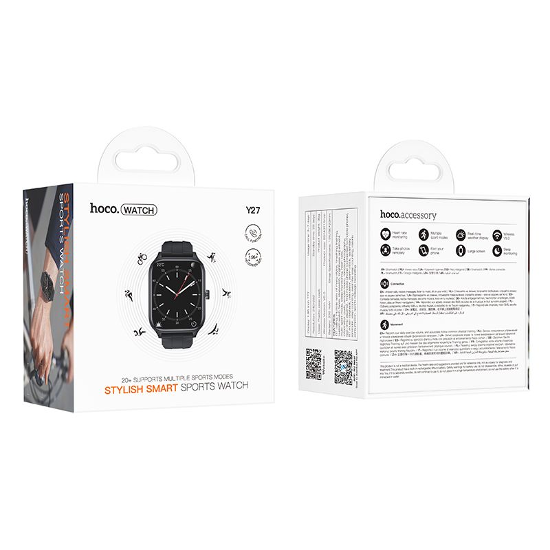 Hoco 51mm Square Smart Sports Watch Bluetooth Call Heart Rate Fitness Y27