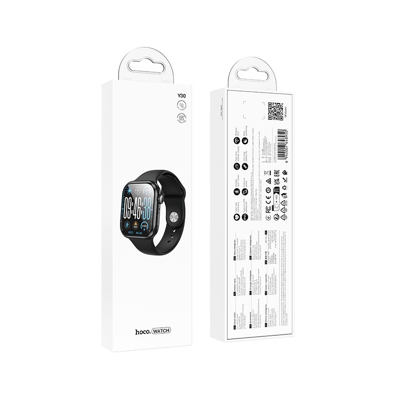 Hoco Smart Sports Watch Bluetooth Call Heart Rate Sleep Fitness Y30 Black