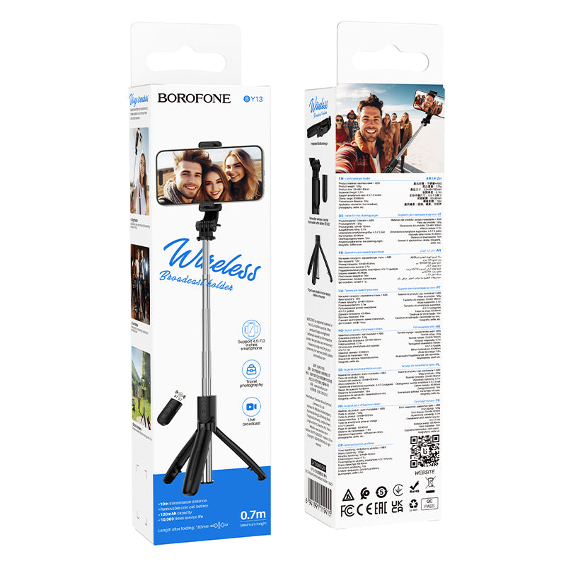 Borofone Bluetooth Selfie Stick Tripod with Remote Control for Live Streaming