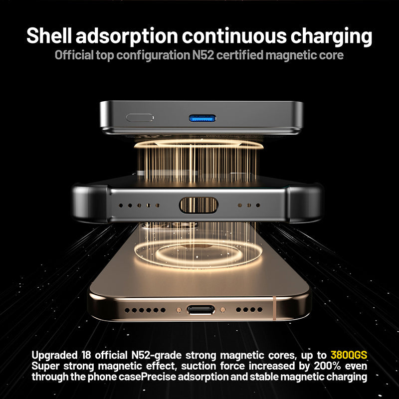LITO 5000mAh Qi2 15W Magnetic Wireless Power Bank Ultra Thin 5 in 1 MagSafe Display LP07