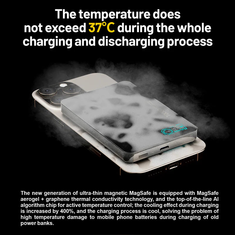 LITO 5000mAh Qi2 15W Magnetic Wireless Power Bank Ultra Thin 5 in 1 MagSafe Display LP07