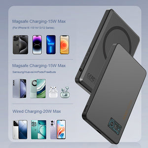 LITO 5000mAh Qi2 15W Magnetic Wireless Power Bank Ultra Thin 5 in 1 MagSafe Display LP07