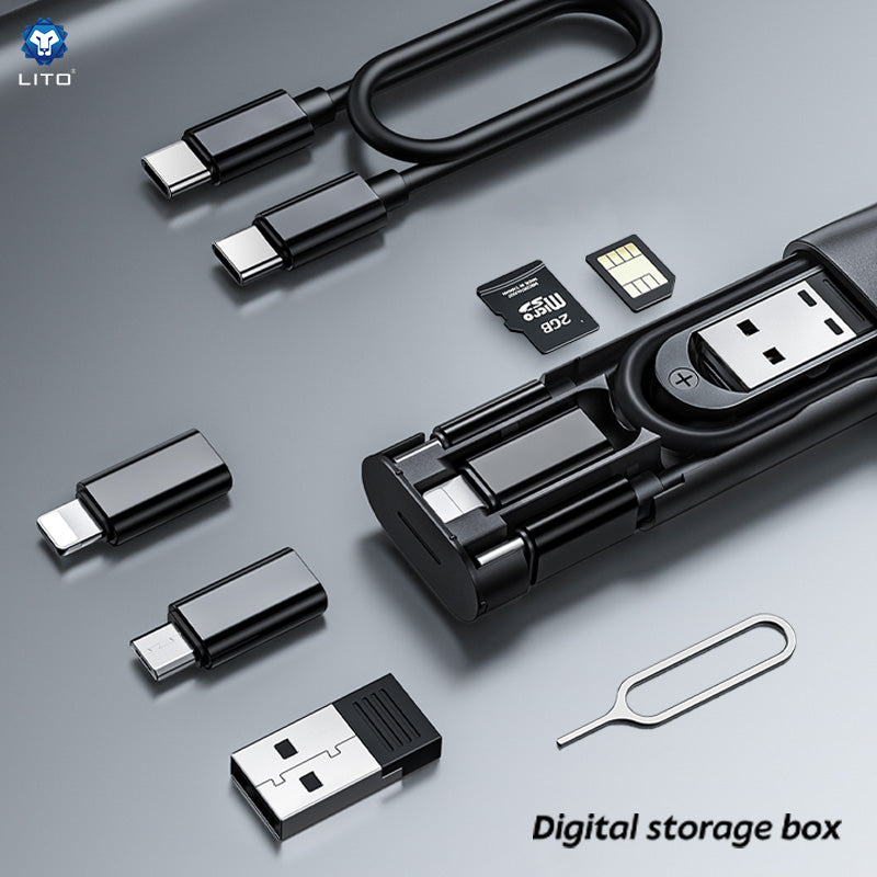 LITO Mini Travel Organiser with Charging Cable, USB Adapters and SIM Storage