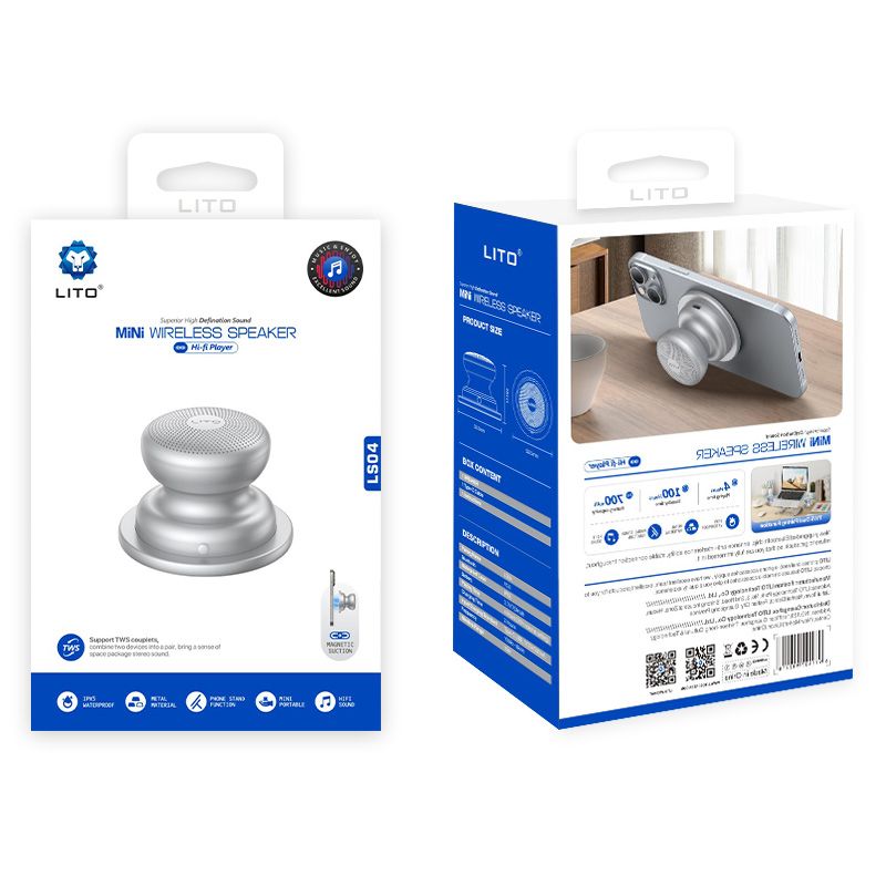 LITO LS04 MagSafe Compatible Mini Bluetooth Speaker Magnetic Portable Audio
