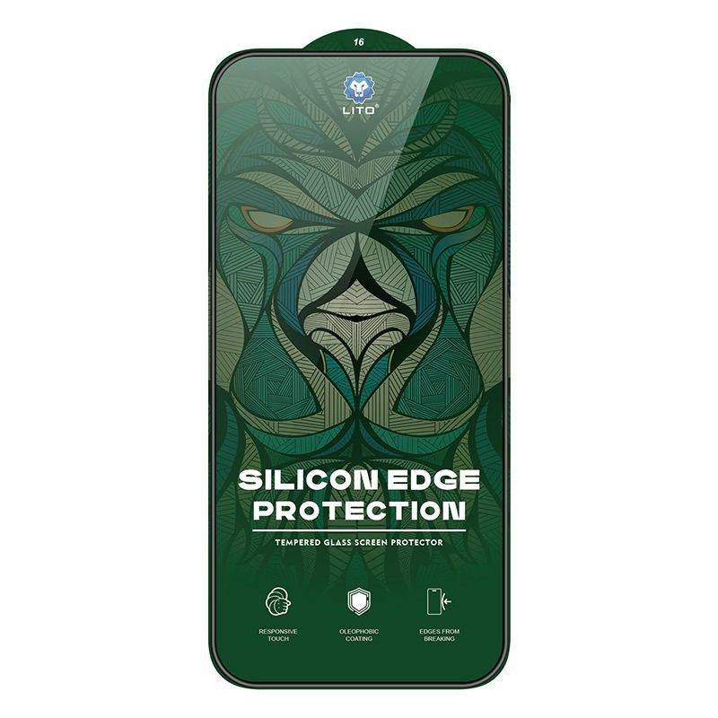 LITO iPhone 17 Tempered Glass Full Screen Protector Silicone Edge