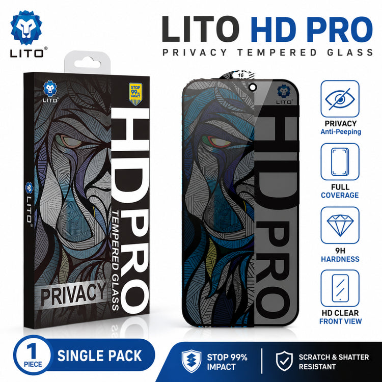LITO iPhone 16 Pro Max Privacy Tempered Glass Full Screen Protector