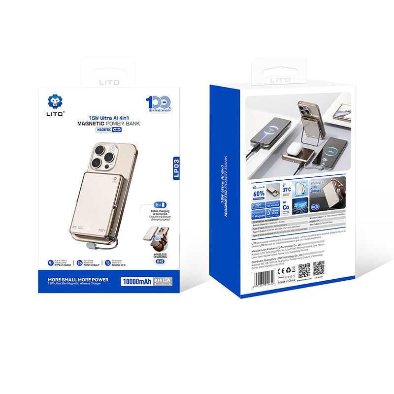 LITO 5000mAh Qi2 15W MagSafe Magnetic Power Bank with 5-in-1 Charging