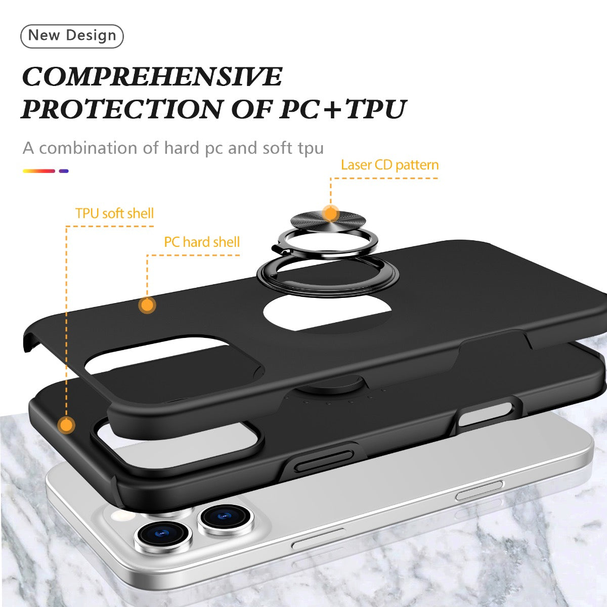 Blacktech Samsung Galaxy S25 Ultra Slim Style Magnetic Ring Stand Case