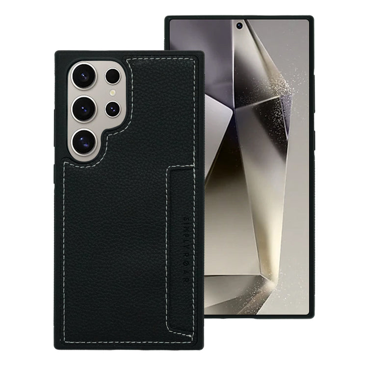 Simply Roar Samsung Galaxy S25 Plus Stitch Leather Card Pocket Protective Case