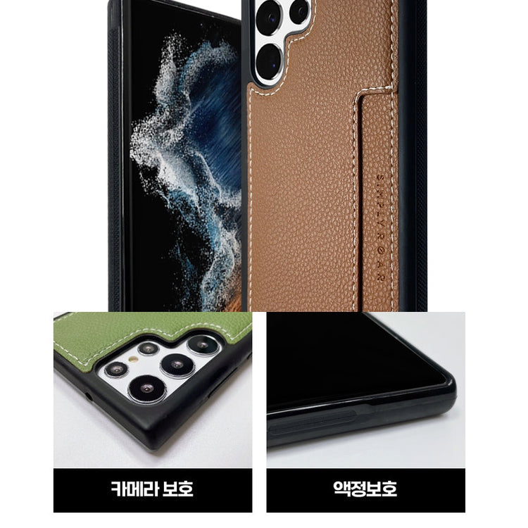 Simply Roar Samsung Galaxy S25 Plus Stitch Leather Card Pocket Protective Case