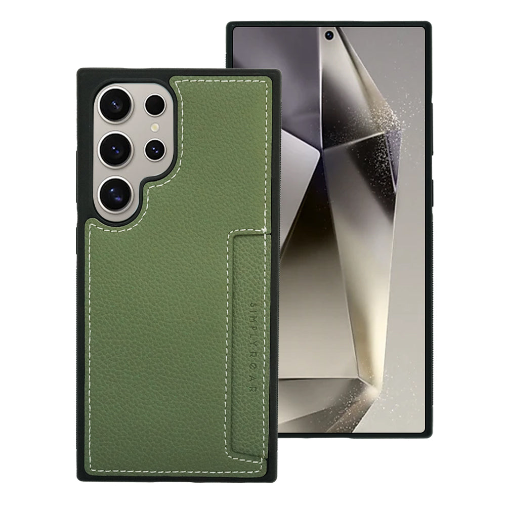 Simply Roar Samsung Galaxy S24 Plus Stitch Leather Card Pocket Protective Case