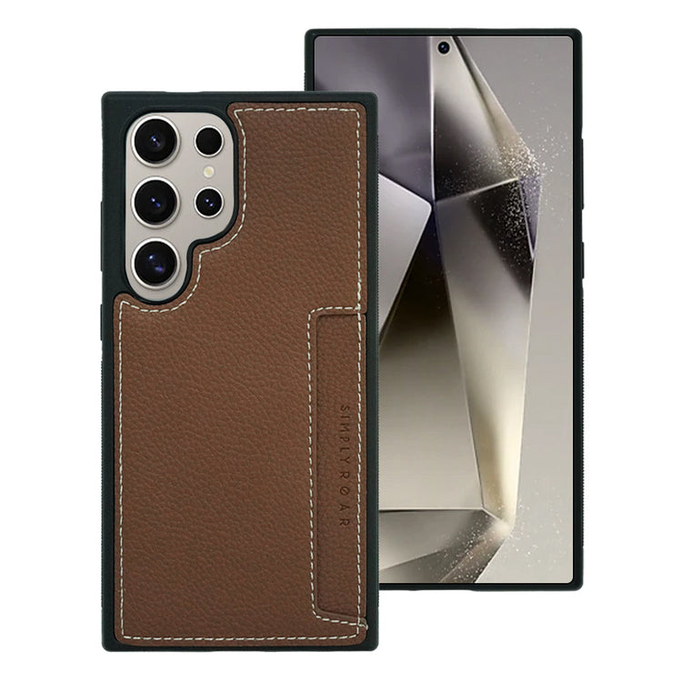 Simply Roar Samsung Galaxy S25 Plus Stitch Leather Card Pocket Protective Case