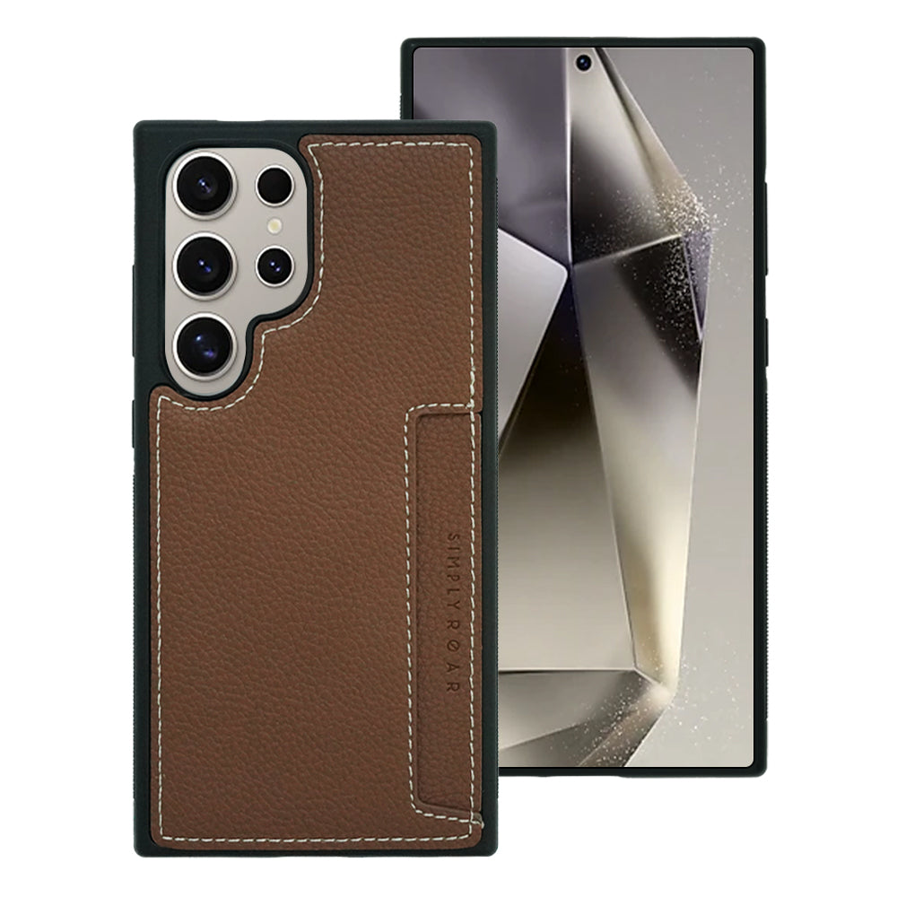 Simply Roar Samsung Galaxy S24 Plus Stitch Leather Card Pocket Protective Case