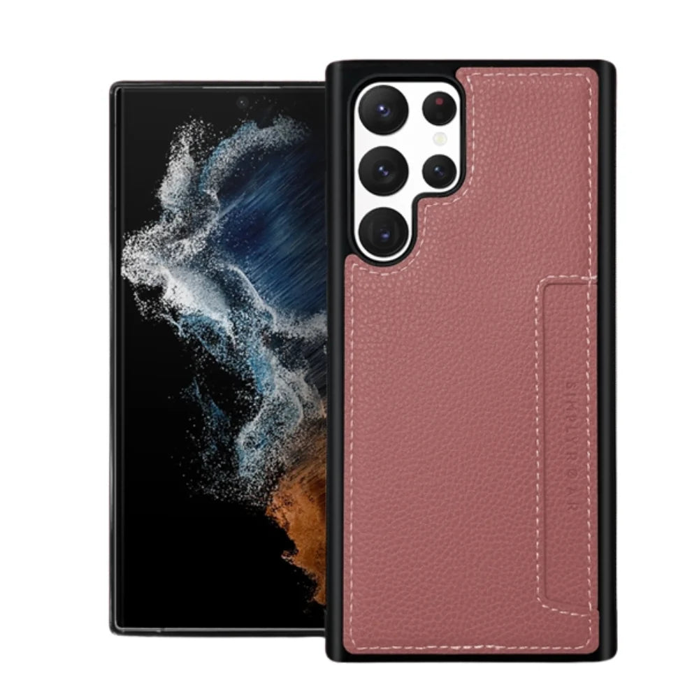 Simply Roar Samsung Galaxy S24 Plus Stitch Leather Card Pocket Protective Case