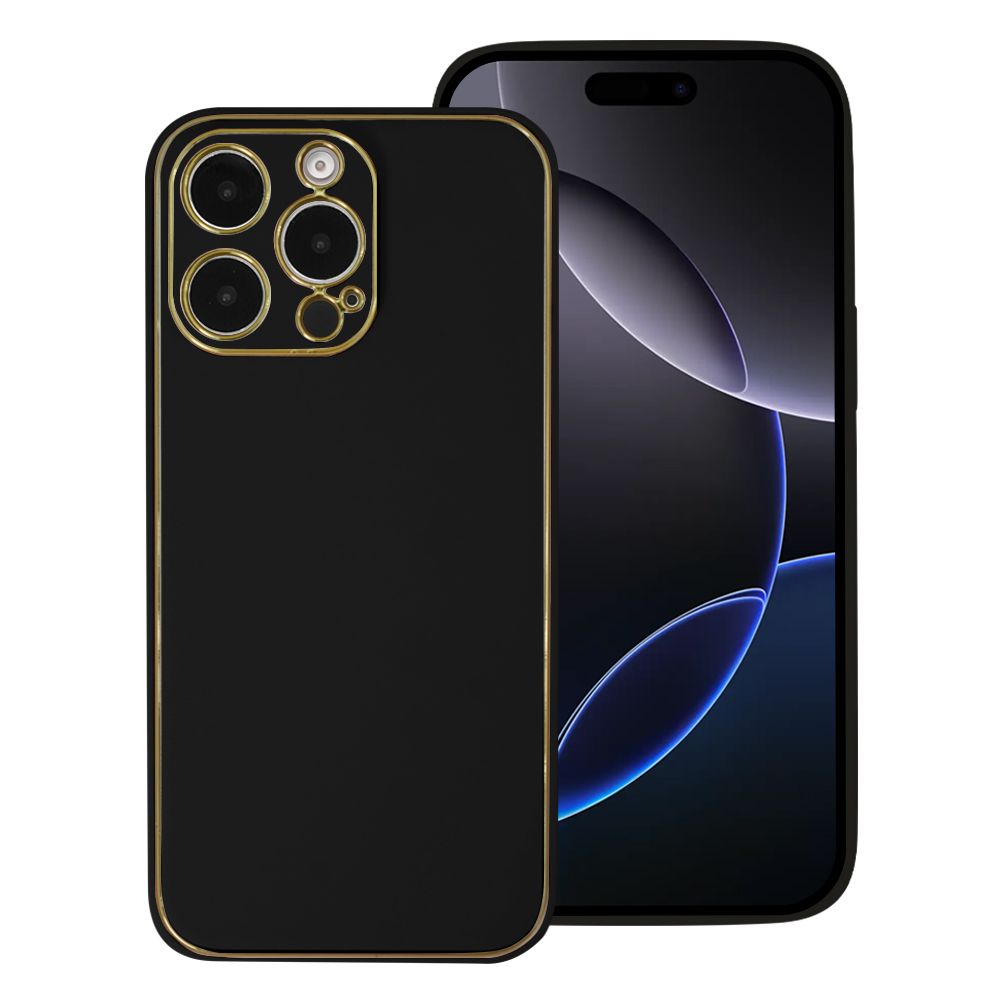 Blacktech iPhone 17 Leather Gold Line Protective Case