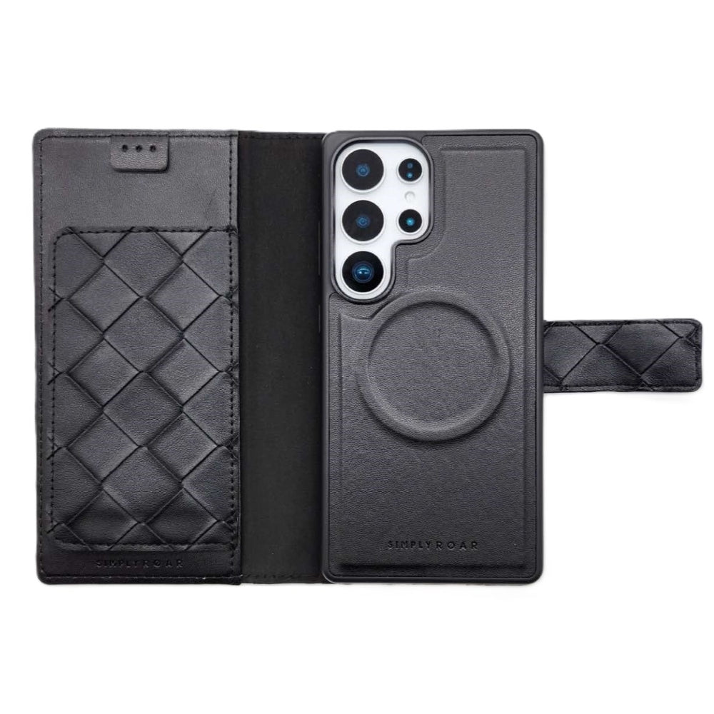 Simply Roar Samsung Galaxy S25 Ultra Weave Diary Wallet Case MagSafe Magnetic
