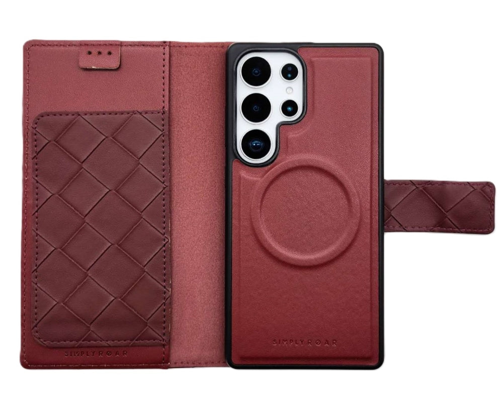 Simply Roar Samsung Galaxy S25 Ultra Weave Diary Wallet Case MagSafe Magnetic