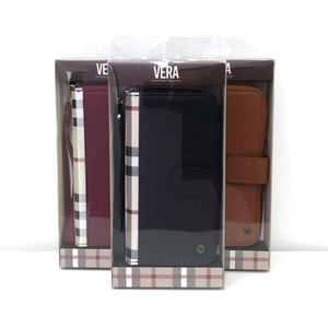 Simply Roar Samsung Galaxy S25 VERA Check Pattern Zipper Diary Wallet Case