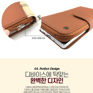 Simply Roar Samsung Galaxy S25 Plus VERA Check Pattern Zipper Diary Wallet Case